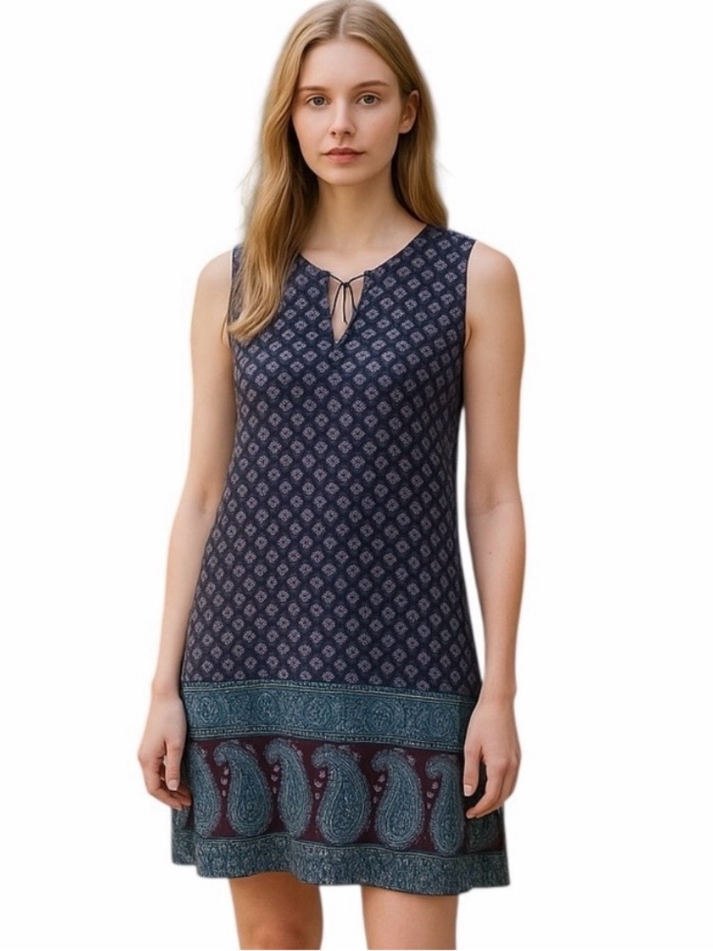 Sleeveless Boho Tassel Tie Shift Dress / Swimsuit Coverup, Size S
